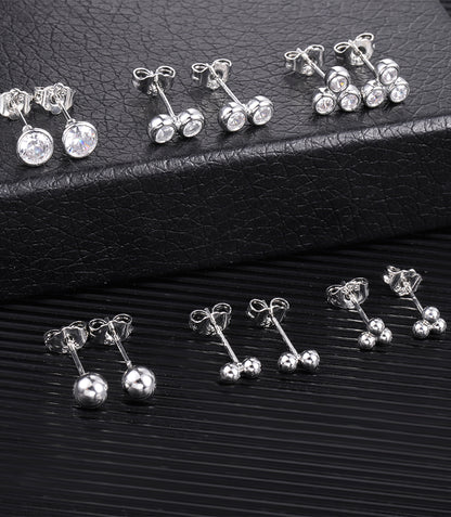 Sterling Silver Dot Stud Earrings Set