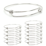 12 PCS Gold Plated Stainless Steel Wire Blank Adjustable Bangle Bracelet 2.6 - 3 Inches - Alexcraft®