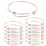 12 PCS Gold Plated Stainless Steel Wire Blank Adjustable Bangle Bracelet 2.6 - 3 Inches - Alexcraft®