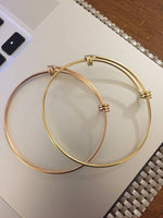 12 PCS Gold Plated Stainless Steel Wire Blank Adjustable Bangle Bracelet 2.6 - 3 Inches - Alexcraft®