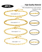 14K Gold Chain Bracelets Set