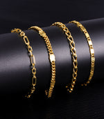 14K Gold Chain Bracelets Set