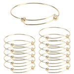 12 PCS Gold Plated Stainless Steel Wire Blank Adjustable Bangle Bracelet 2.6 - 3 Inches - Alexcraft®