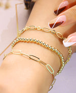 14K Gold Multilayer Bead Chain Bracelet Set