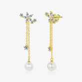 Blooming Flora Pearl Drop Stud Earrings