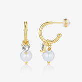 Celestia Pearl & Zirconia C-Hoop Studs