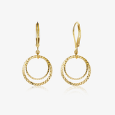 Double Circle Textured Drop Earrings