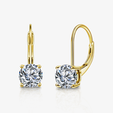 Solitaire Moissanite Leverback Drop Earrings