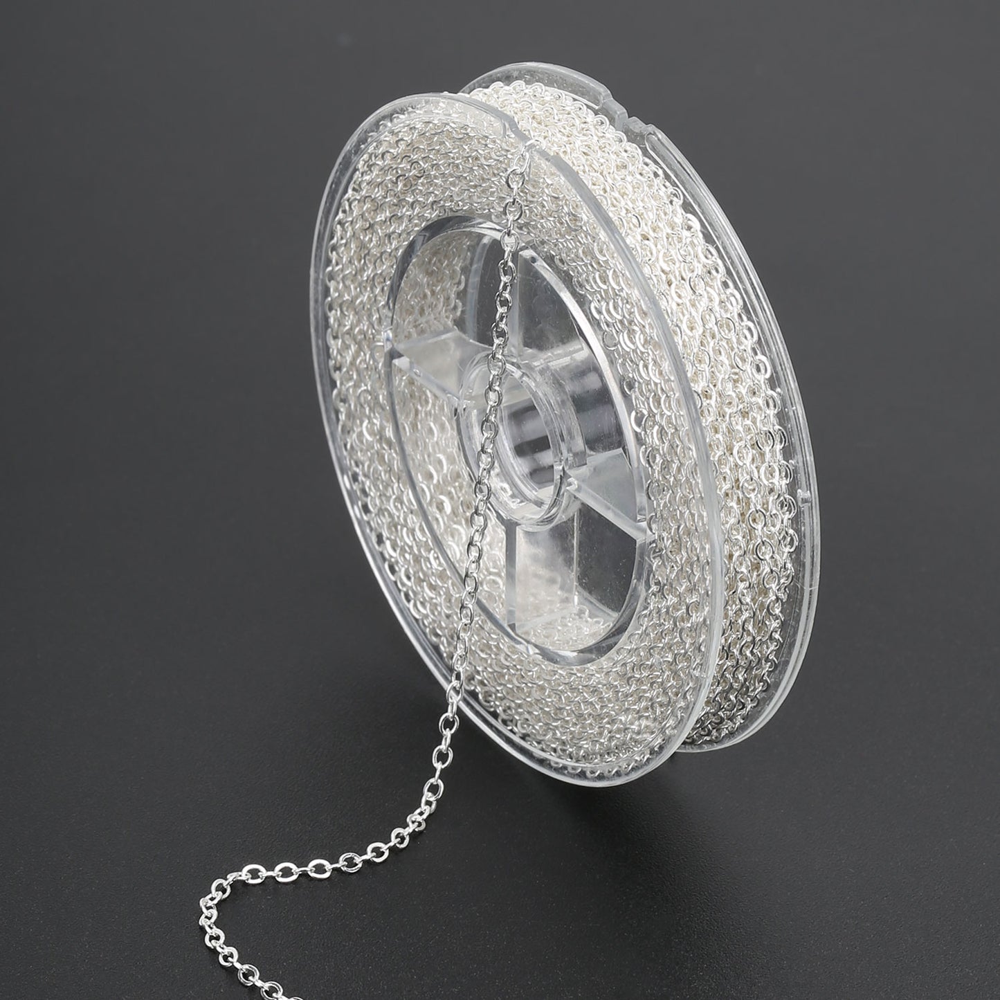 33 Feet 2 MM Silver Plated Brass Cable Chain Link Spool - Alexcraft®