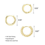 3 Pairs Small Gold Huggie Hoop Earrings Set - Alexcraft®
