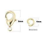 18K Gold 50 PCS 9mm Small Lobster Clasps and 100 PCS 4mm Open Jump Rings - Alexcraft®