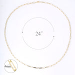 14K Gold Plated Paperclip Chain Necklace, 24 Inches - Alexcraft®