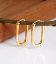 Alexcraft 925 Sterling Silver Plated Hoop Small Earrings for Women, Trendy Rectangle Hypoallergenic Hoop Earrings Lightweight Square Oval Hoop Earrings for Women Jewelry Gifts