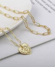 Double-Layer Heart Charm Pendant Necklace