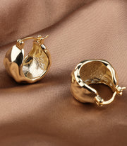 Alexcraft 925 Sterling Silver Earrings Hammered Chunky Hoop Earrings for Women 14k Gold Plated Hypoallergenic Texture Thick Huggie Earrings Wide Hoop Earrings