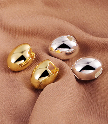 Sleek Oval Ear-button Earrings