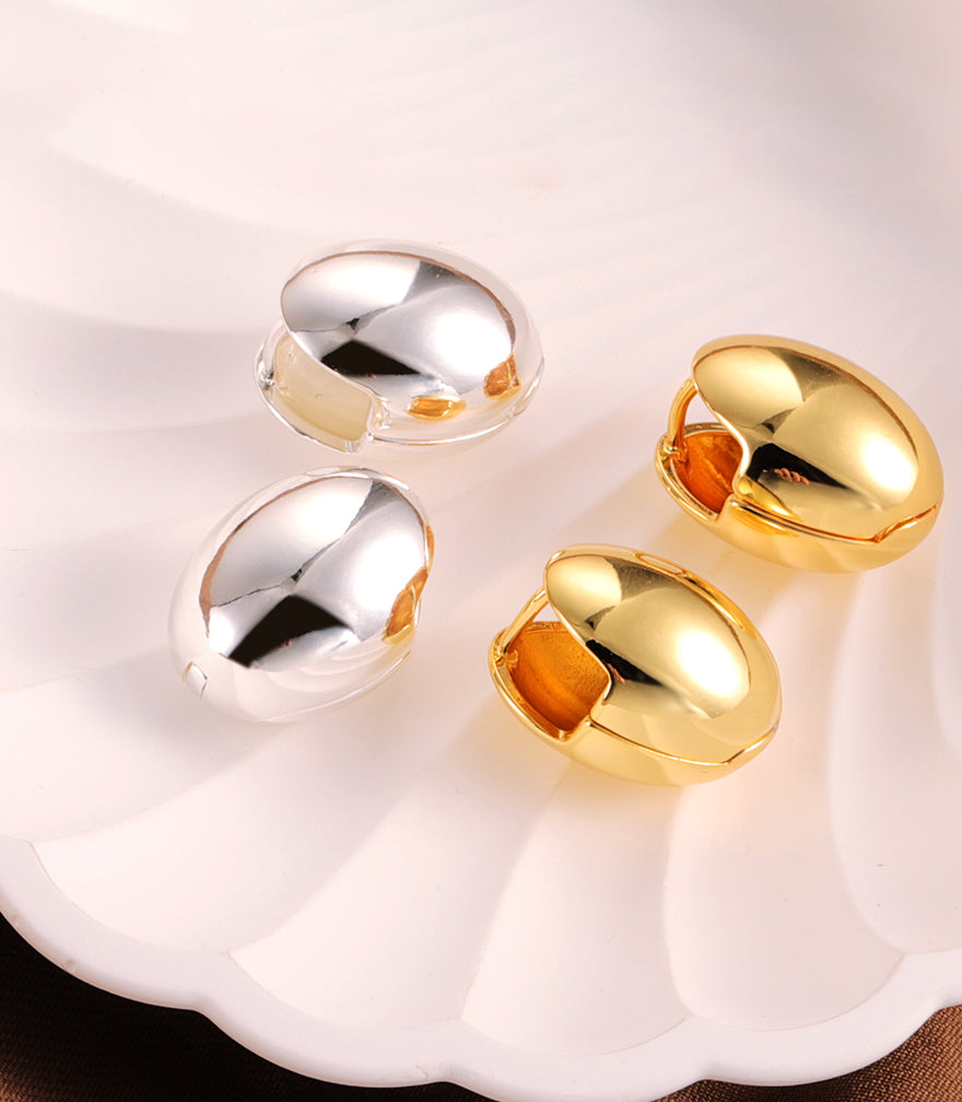 Sleek Oval Ear-button Earrings