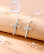 Pavé Cross Drop Earrings