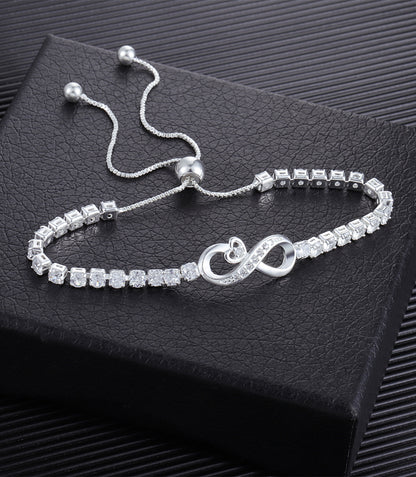 Infinity Heart Tennis CZ Bracelet