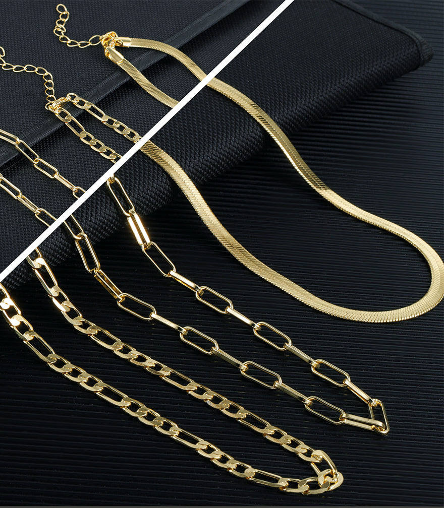 3 Gold Chains Layering Necklace