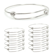 12 PCS Gold Plated Stainless Steel Wire Blank Adjustable Bangle Bracelet 2.6 - 3 Inches - Alexcraft®