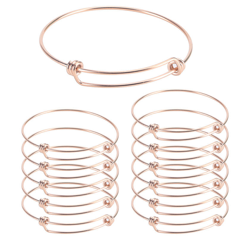 12 PCS Gold Plated Stainless Steel Wire Blank Adjustable Bangle Bracelet 2.6 - 3 Inches - Alexcraft®
