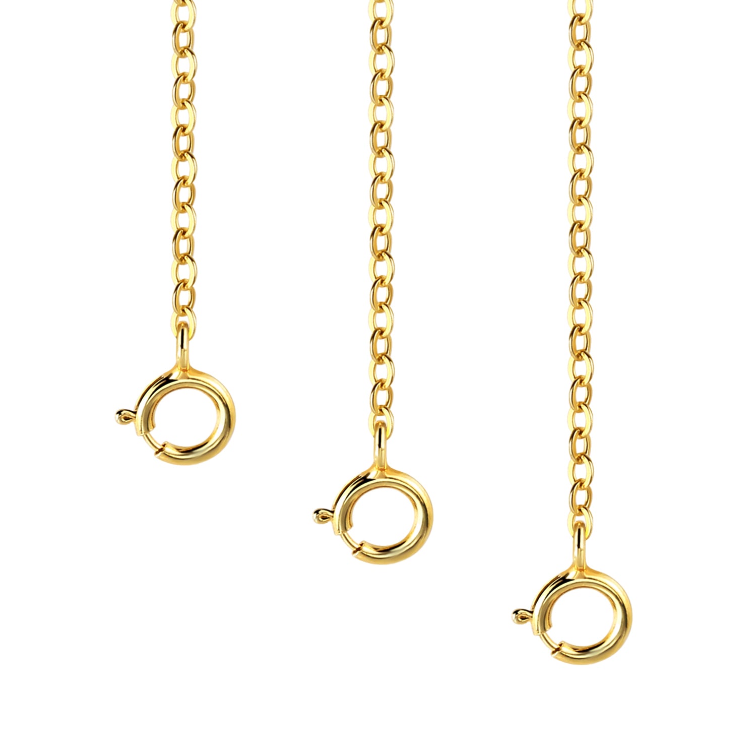 1.5 mm Wide Flat Cross Chain Necklace Extender Set - 1, 2 & 3 Inch