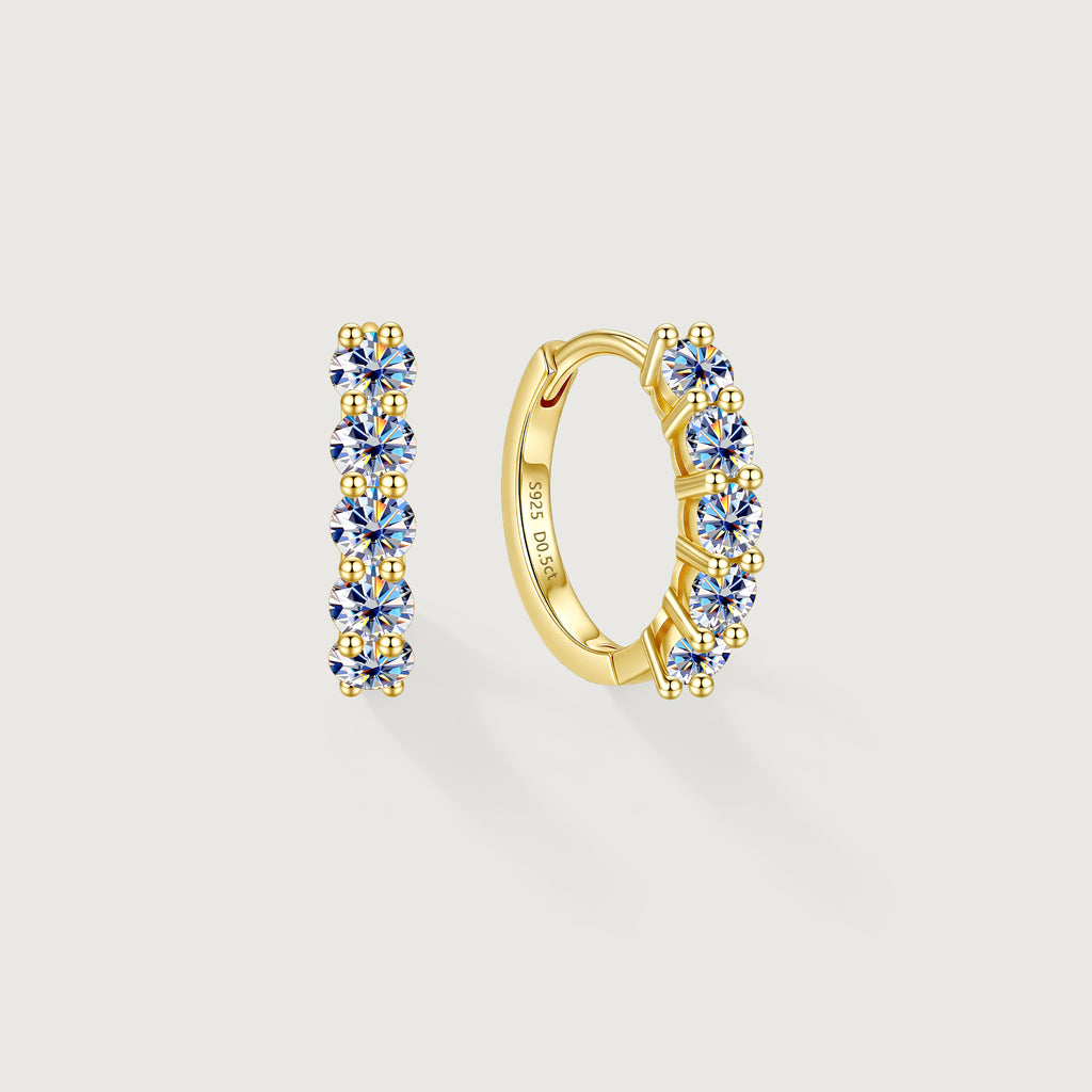 5-Stone Moissanite Huggie Hoop Earrings