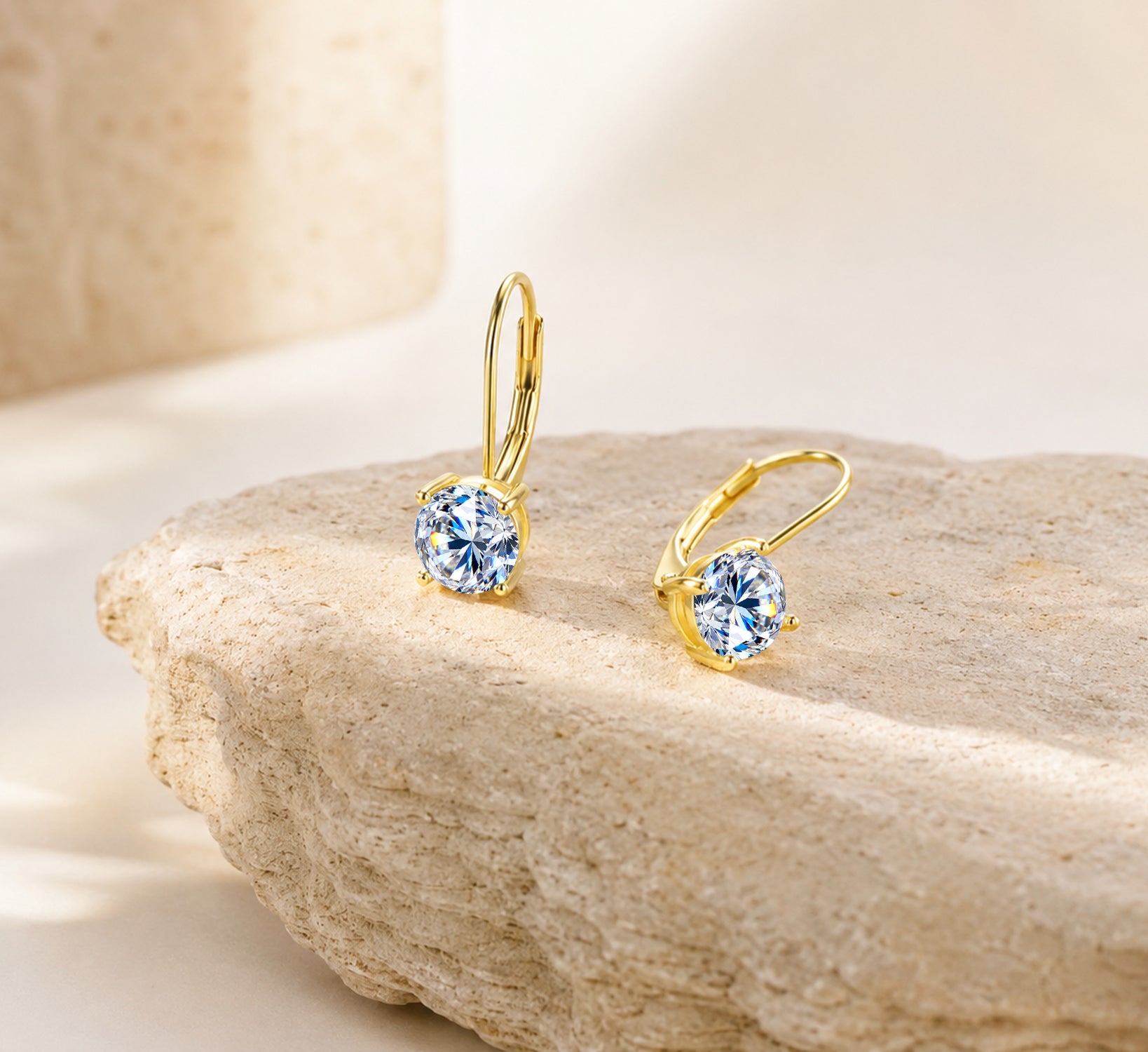 Gold-plated moissanite earrings