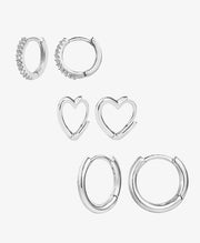 3 Pairs Small Huggie Hoop Earrings Set