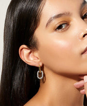 Two Tone Dangle Twisted Hoop Earring