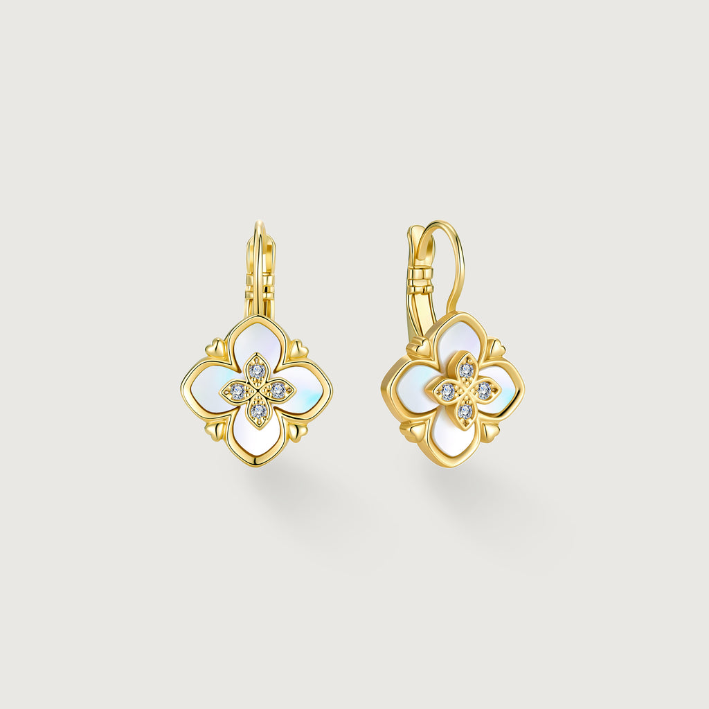 Shellstar Mother-of-Pearl Clover Star Drop Earrings ALE0037