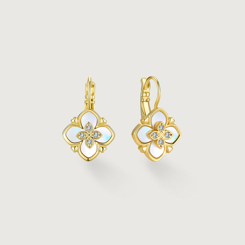 Shellstar Mother-of-Pearl Clover Star Drop Earrings ALE0037