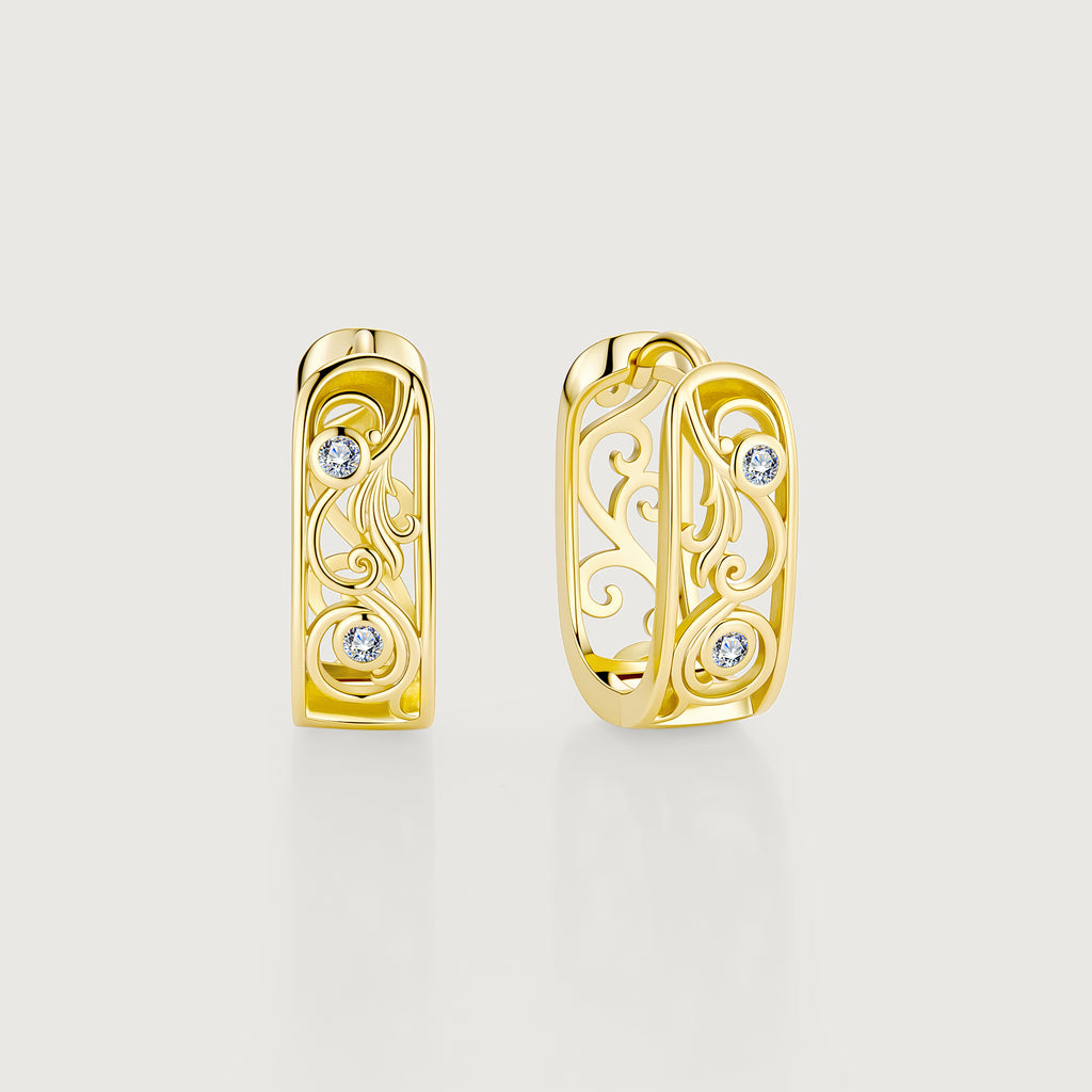 Linework Filigree Scroll Hoop Earrings