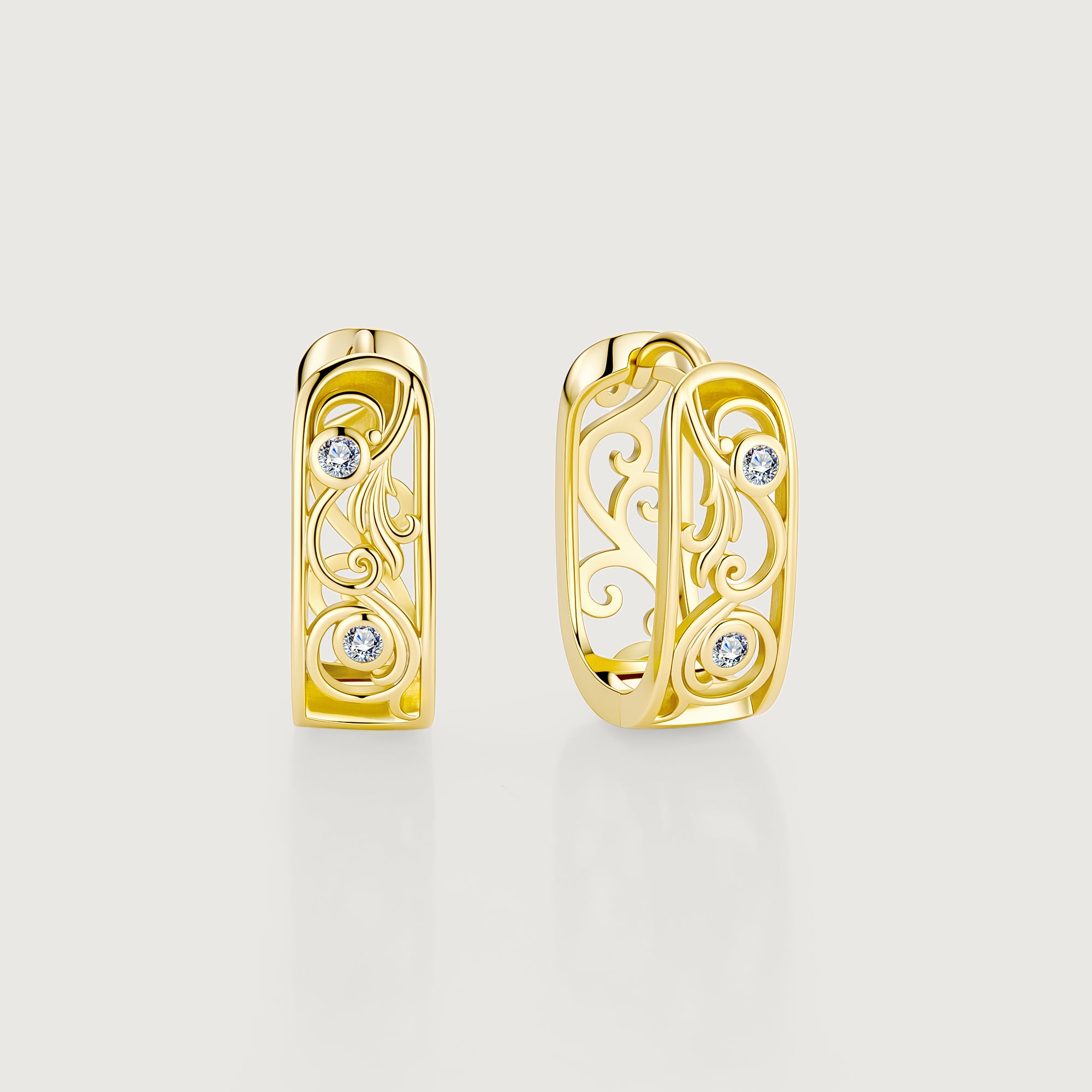 Linework Filigree Scroll Hoop Earrings