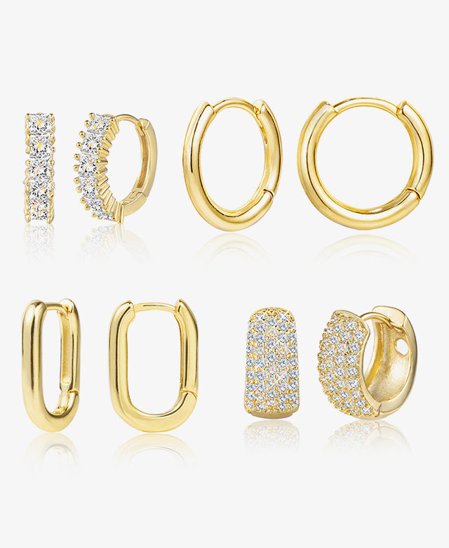 4 Pairs Classic Hoop Earring Set