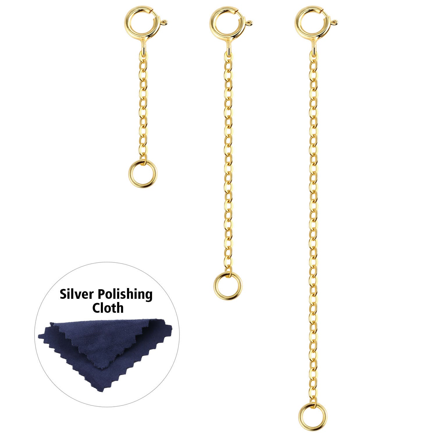 1.5 mm Wide Flat Cross Chain Necklace Extender Set - 1, 2 & 3 Inch