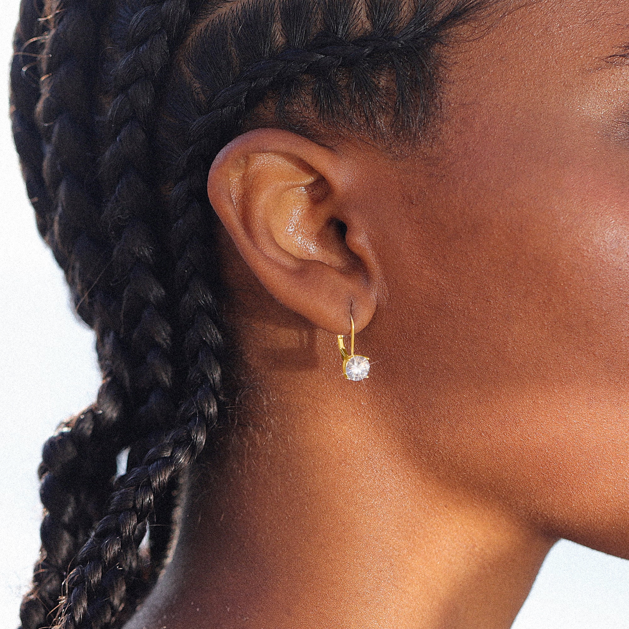 Solitaire Moissanite Leverback Drop Earrings