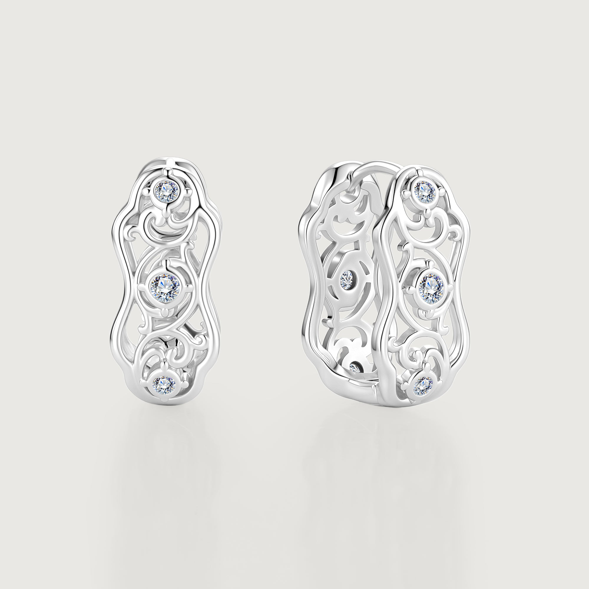 Linework Filigree Vine Hoop Earrings