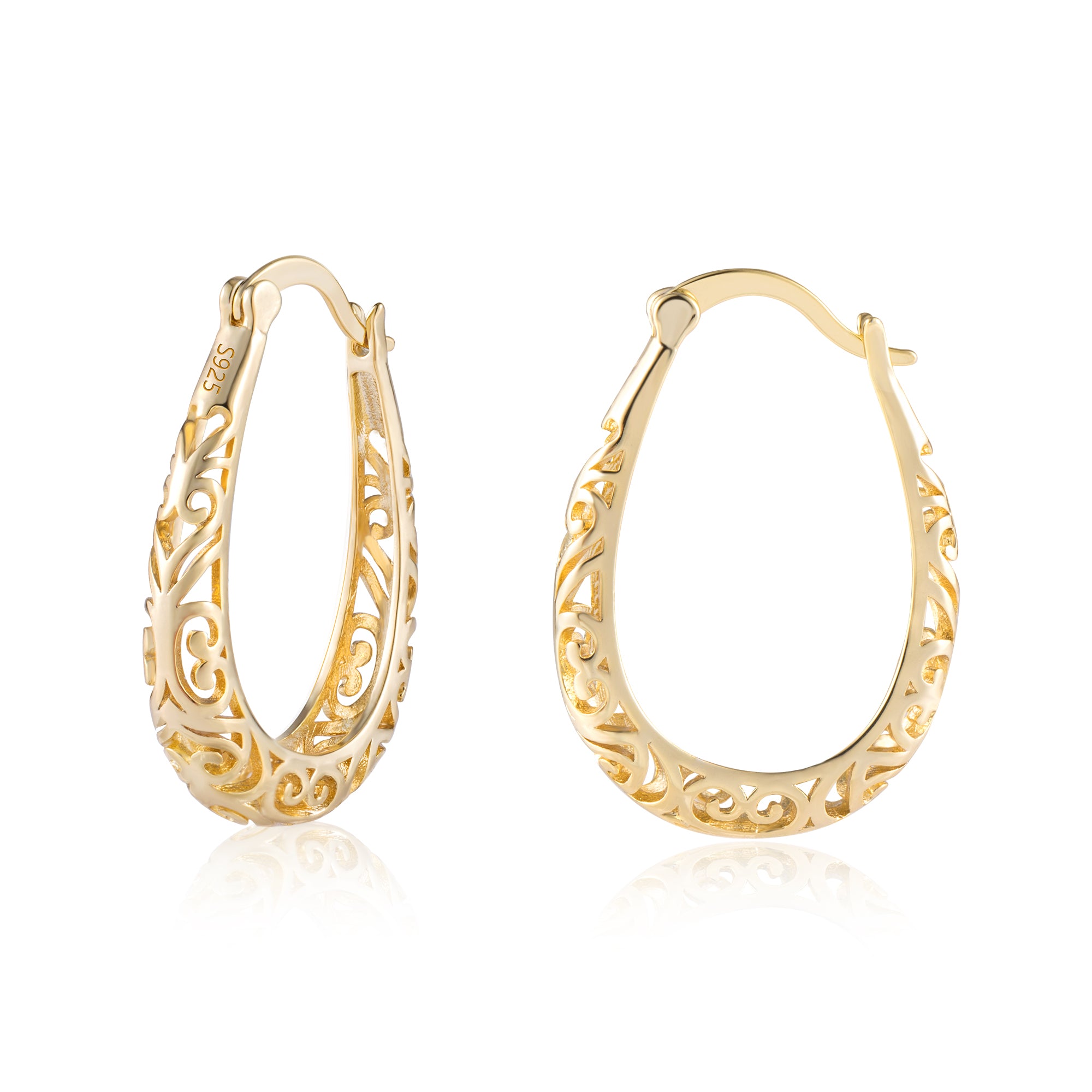 Gold Butterfly Filigree Hoop Earrings - World Market