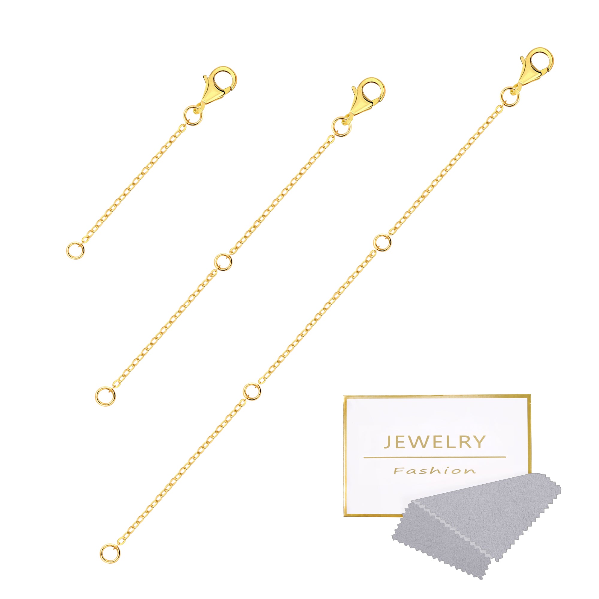 Flat Cross Chain Necklace Extender Set - 2, 4 & 6 Inch