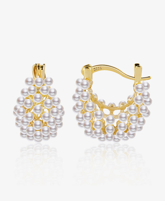 Skeleton Pearl Small Hoops