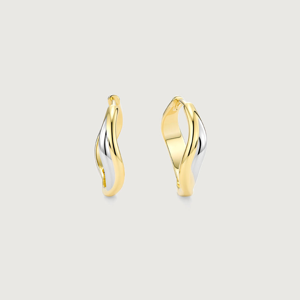 Flowline Two-Tone Fluid Hoop Earrings