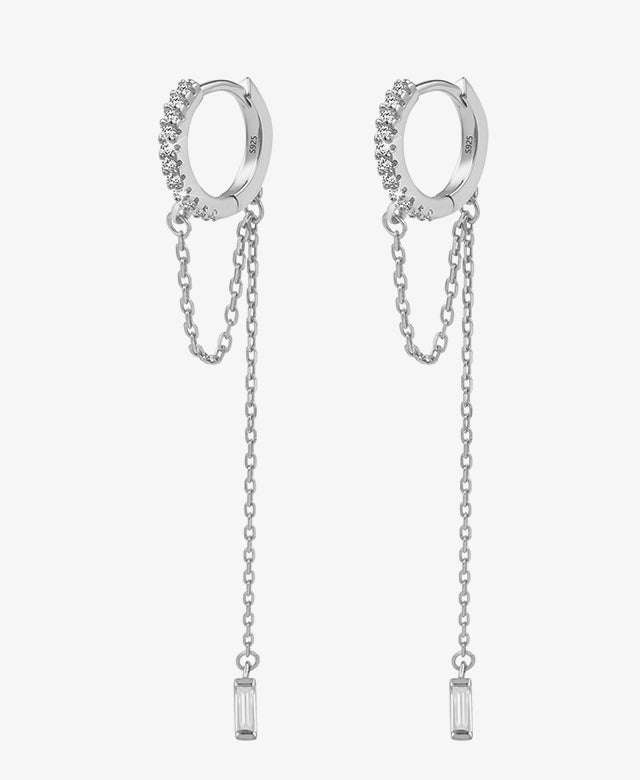 Long Pendant Drop Chain Hoop Earring