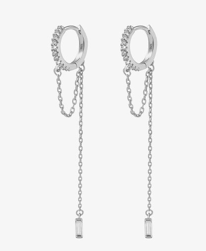 Long Pendant Drop Chain Hoop Earring