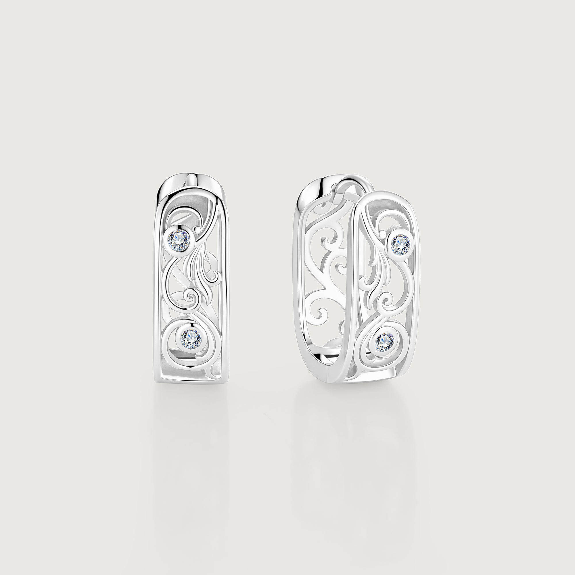 Linework Filigree Scroll Hoop Earrings