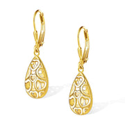 14K Gold Plated Teardrop Dangle Earrings for Women Sterling Silver Tear drop Leverback Earrings Hypoallergenic Sterling Silver Filigree Earrings for Jewelry Gifts for Mom Womens