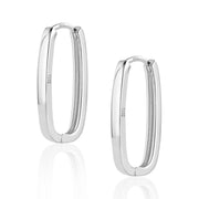 Alexcraft 925 Sterling Silver Plated Hoop Small Earrings for Women, Trendy Rectangle Hypoallergenic Hoop Earrings Lightweight Square Oval Hoop Earrings for Women Jewelry Gifts