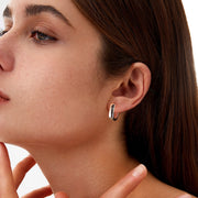 Alexcraft Chunky Huggie Earrings for Women 14K Gold Plated Small Square Trendy Hypoallergenic Sterling Silver Chunky Geometric Minimalist Hoops for Women Gift for Mom