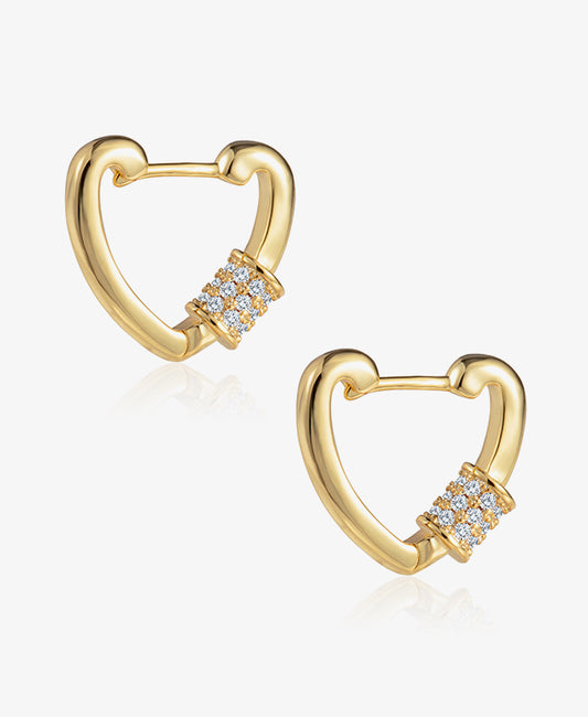 Sparkle Heart Charm Huggie Earrings